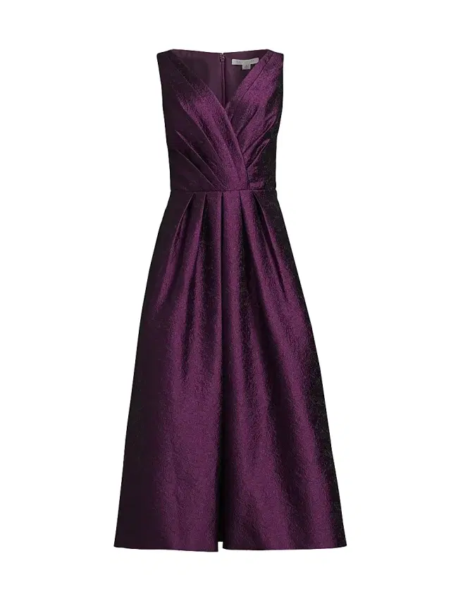 Kay Unger Women's Olivia Jacquard Sleeveless Midi-Dress - Mulberry