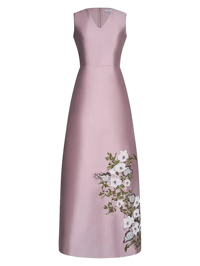 Kay Unger Women's Aurelia Floral Satin Gown - Wood Rose