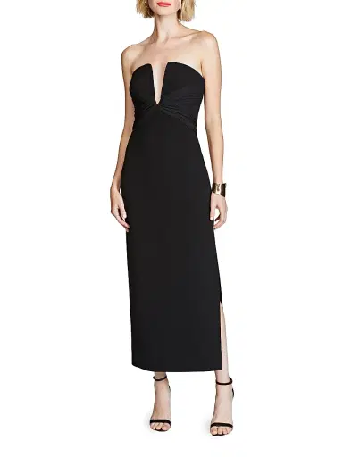 Halston Women's Marguerite Crepe Strapless Midi-Dress - Black | Thumbnail 3 Halston Women's Marguerite Crepe Strapless Midi-Dress - Black | Thumbnail 3