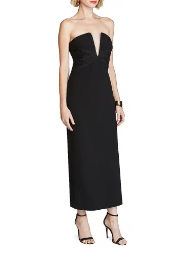Halston Women's Marguerite Crepe Strapless Midi-Dress - Black | Thumbnail 4 Halston Women's Marguerite Crepe Strapless Midi-Dress - Black | Thumbnail 4