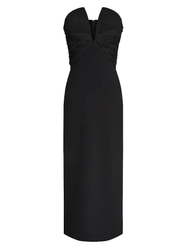 Halston Women's Marguerite Crepe Strapless Midi-Dress - Black | Thumbnail 1 Halston Women's Marguerite Crepe Strapless Midi-Dress - Black | Thumbnail 1