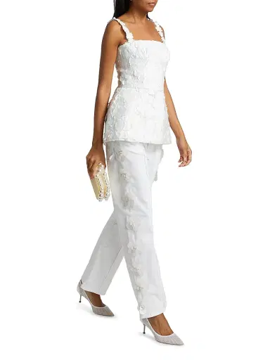 Mariandree Gaitan Women's Marie Floral Lace Peplum Top - White - Size Large | Thumbnail 2 Mariandree Gaitan Women's Marie Floral Lace Peplum Top - White - Size Large | Thumbnail 2