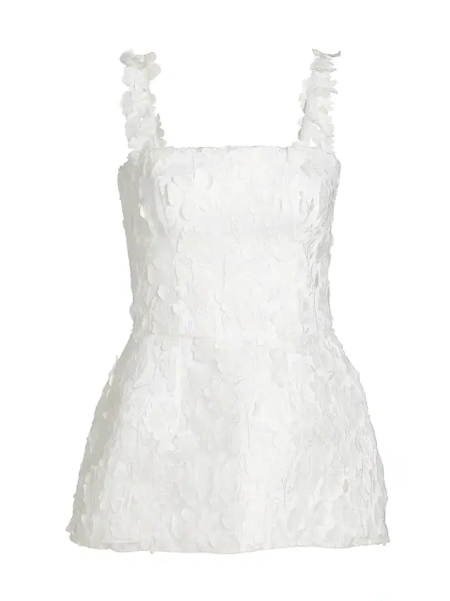 Mariandree Gaitan Women's Marie Floral Lace Peplum Top - White - Size Large
