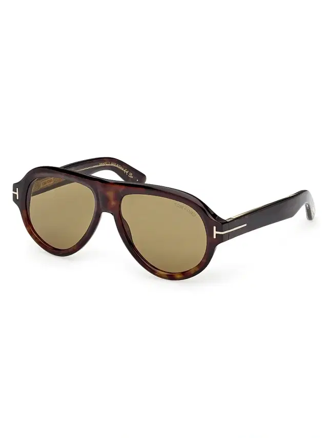 Tom Ford Men's ICON 59MM Pilot Sunglasses - Dark Havana Army Green