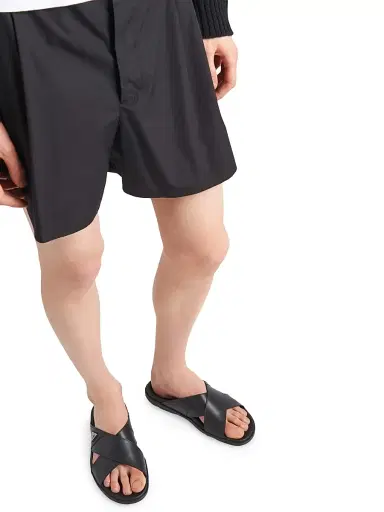Prada Men's Leather Crisscross Slides - Black - Size 5 | Thumbnail 2