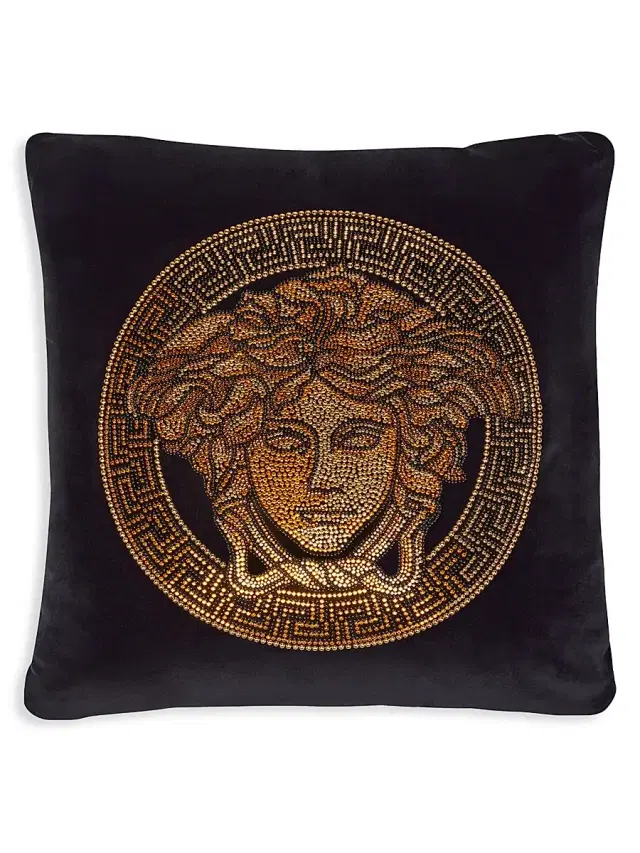 Versace Logomania Medusa Head Pillow - Nero