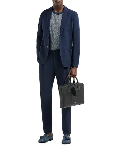 Giorgio Armani Men's Seersucker Virgin Wool Blazer - Night Blue - Size 42 | Thumbnail 2 Giorgio Armani Men's Seersucker Virgin Wool Blazer - Night Blue - Size 42 | Thumbnail 2