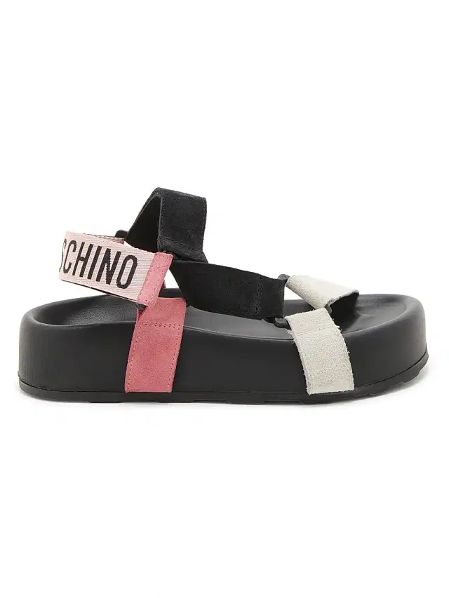 Moschino Women's Sporty Leather Sandals - White Black Pink