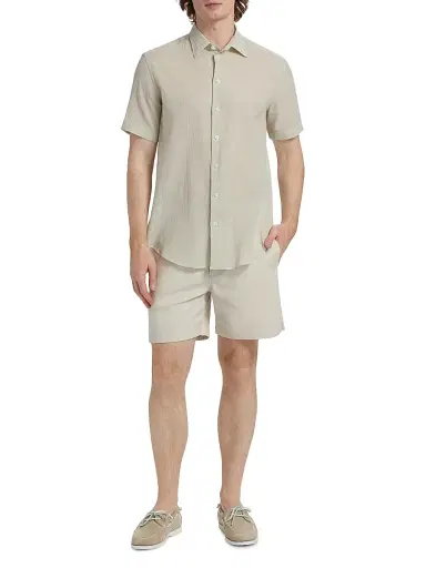 Emporio Armani Men's Solid Cotton Button-Front Shirt - Tan | Thumbnail 2 Emporio Armani Men's Solid Cotton Button-Front Shirt - Tan | Thumbnail 2