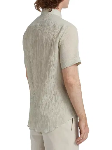 Emporio Armani Men's Solid Cotton Button-Front Shirt - Tan | Thumbnail 5 Emporio Armani Men's Solid Cotton Button-Front Shirt - Tan | Thumbnail 5