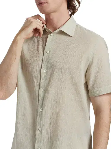 Emporio Armani Men's Solid Cotton Button-Front Shirt - Tan | Thumbnail 6 Emporio Armani Men's Solid Cotton Button-Front Shirt - Tan | Thumbnail 6