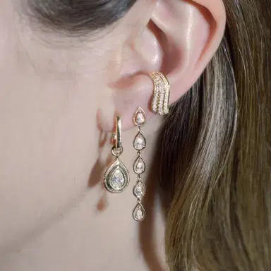 Wish Fine Jewelry 0.72ct Diamond 14K Gold Dangle Drop Earrings | Thumbnail 2