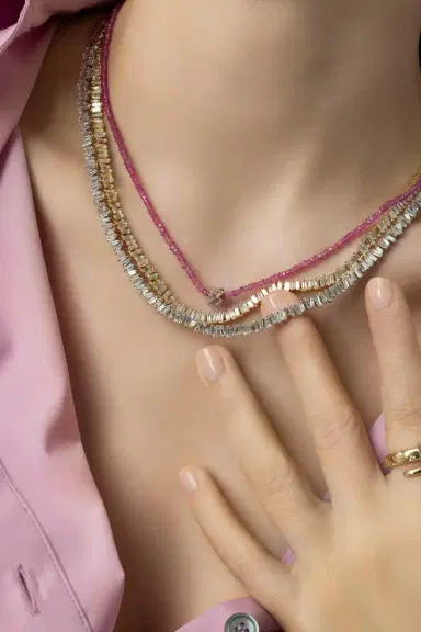 Suzanne Kalan Classic Diamond Baguette Tennis Necklace | Thumbnail 2