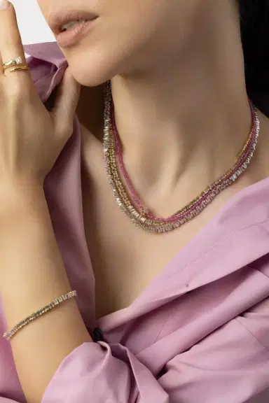 Suzanne Kalan Classic Diamond Baguette Tennis Necklace | Thumbnail 3