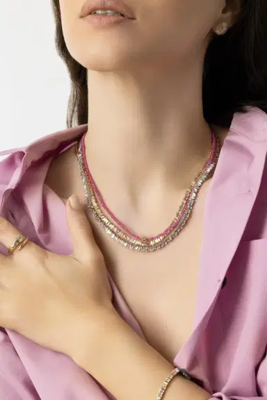 Suzanne Kalan Classic Diamond Baguette Tennis Necklace | Thumbnail 4