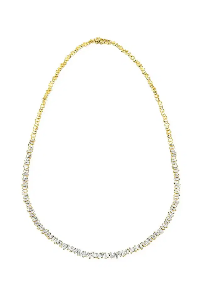 Suzanne Kalan Classic Diamond Baguette Tennis Necklace