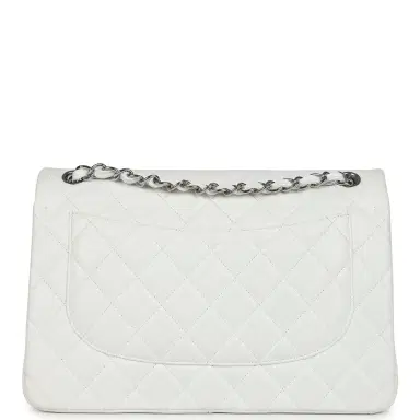 Chanel Pre-owned Chanel Jumbo Classic Single Flap Bag White Caviar Silver Hardware | Thumbnail 5 Chanel Pre-owned Chanel Jumbo Classic Single Flap Bag White Caviar Silver Hardware | Thumbnail 5