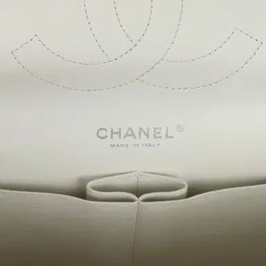 Chanel Pre-owned Chanel Jumbo Classic Single Flap Bag White Caviar Silver Hardware | Thumbnail 8 Chanel Pre-owned Chanel Jumbo Classic Single Flap Bag White Caviar Silver Hardware | Thumbnail 8