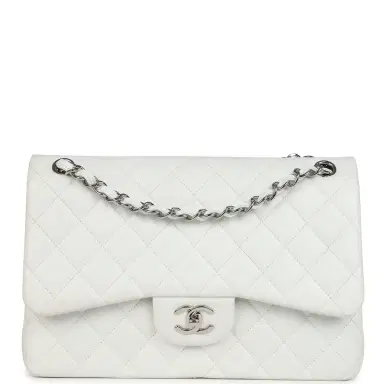 Chanel Pre-owned Chanel Jumbo Classic Single Flap Bag White Caviar Silver Hardware | Thumbnail 1 Chanel Pre-owned Chanel Jumbo Classic Single Flap Bag White Caviar Silver Hardware | Thumbnail 1