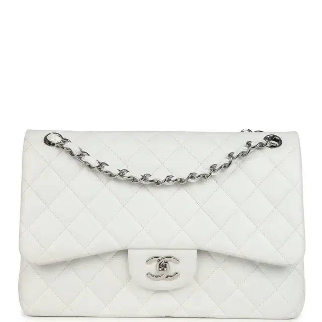 Chanel Pre-owned Chanel Jumbo Classic Single Flap Bag White Caviar Silver Hardware