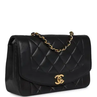 Chanel Vintage Chanel Small Diana Flap Bag Black Lambskin Gold Hardware | Thumbnail 2 Chanel Vintage Chanel Small Diana Flap Bag Black Lambskin Gold Hardware | Thumbnail 2