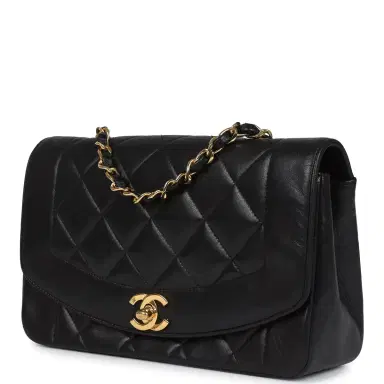 Chanel Vintage Chanel Small Diana Flap Bag Black Lambskin Gold Hardware | Thumbnail 3 Chanel Vintage Chanel Small Diana Flap Bag Black Lambskin Gold Hardware | Thumbnail 3