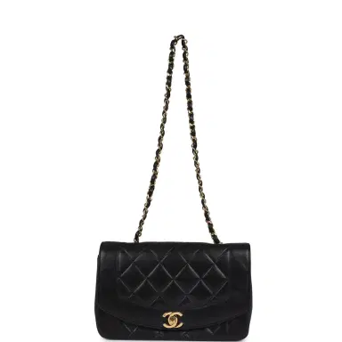 Chanel Vintage Chanel Small Diana Flap Bag Black Lambskin Gold Hardware | Thumbnail 7 Chanel Vintage Chanel Small Diana Flap Bag Black Lambskin Gold Hardware | Thumbnail 7