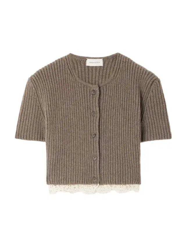 Cropped Cotton Crochet-trimmed Ribbed Cashmere Cardigan
