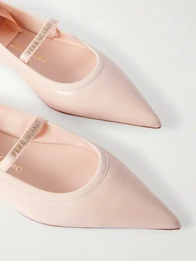 Ferragamo Carice Satin-trimmed Leather Ballet Flats | Thumbnail 4 Ferragamo Carice Satin-trimmed Leather Ballet Flats | Thumbnail 4