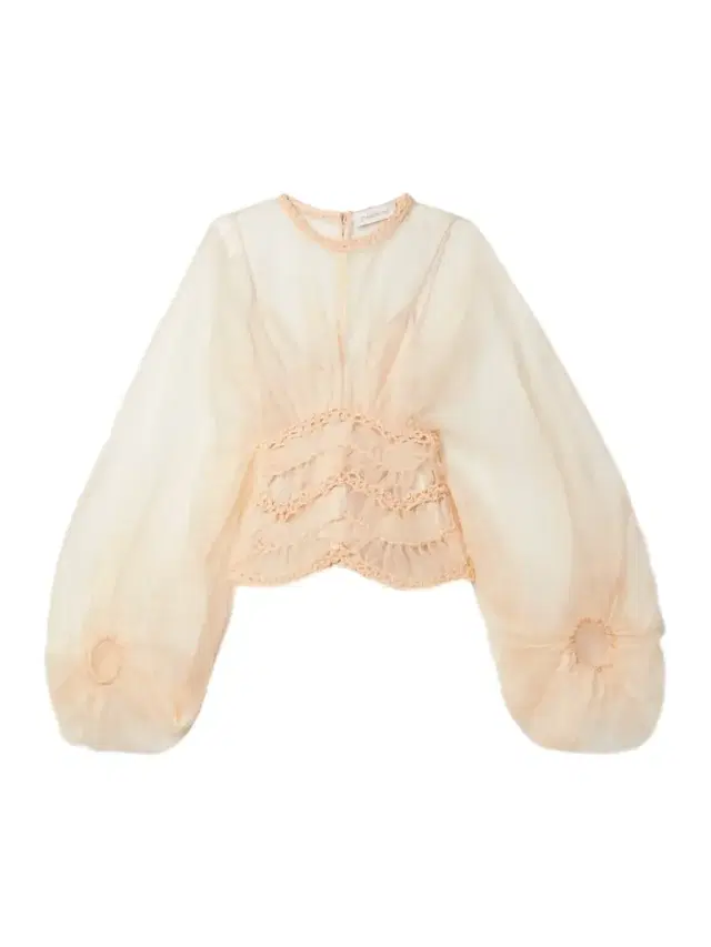 Illuminate Macramé And Tulle-trimmed Gathered Silk-organza Blouse