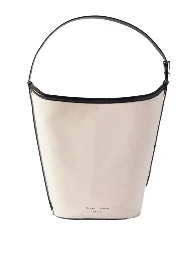 Brant Leather-trimmed Linen Bucket Bag