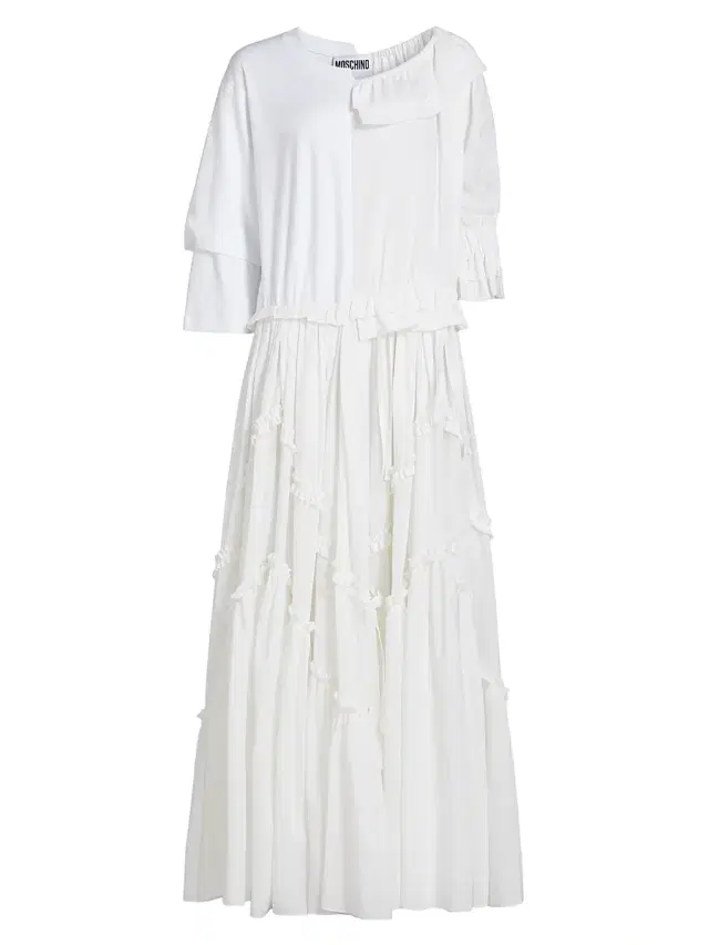 MOSCHINO Women's Cotton-Silk Voile Patchwork Maxi Dress - Multi White
