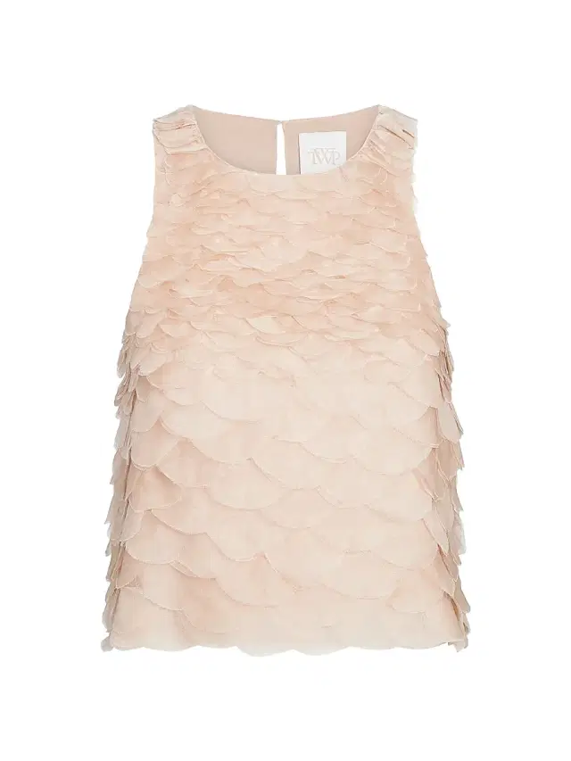 Women's Fishscale Shell Silk Top - Khaki