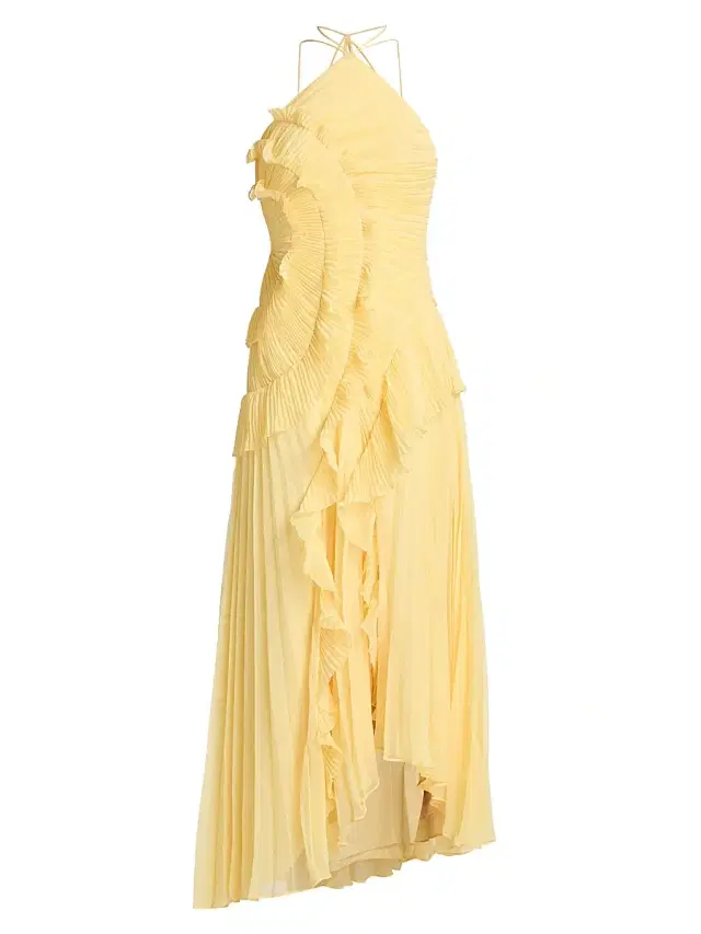 AMUR Women's Lorelie Ruffle Halterneck Gown - Lotus