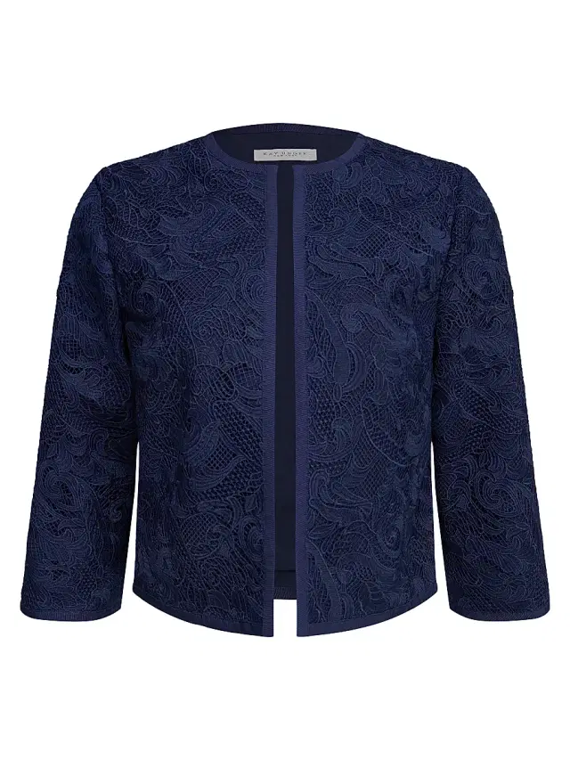 Kay Unger Women's Harper Paisley Lace Crop Jacket - Midnight Blue