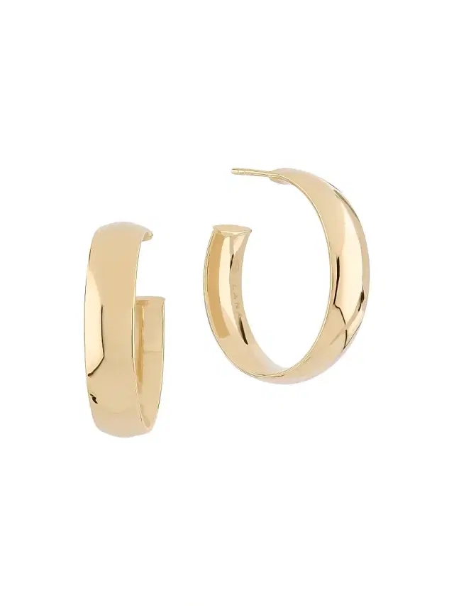 Women's 14K Yellow Gold Curved Hoop Earrings - Yellow Gold