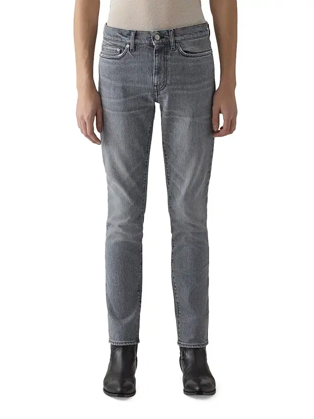 Men's Washed Stretch-Denim Mid-Rise Slim-Fit Jeans - Stone Grey