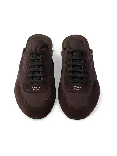 Prada Women's Collapse Re-Nylon and Suede Mules | Thumbnail 2