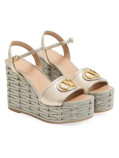 Valentino Garavani Women's VLogo Signature Wedge Sandals 120MM - Rose Cannelle | Thumbnail 8