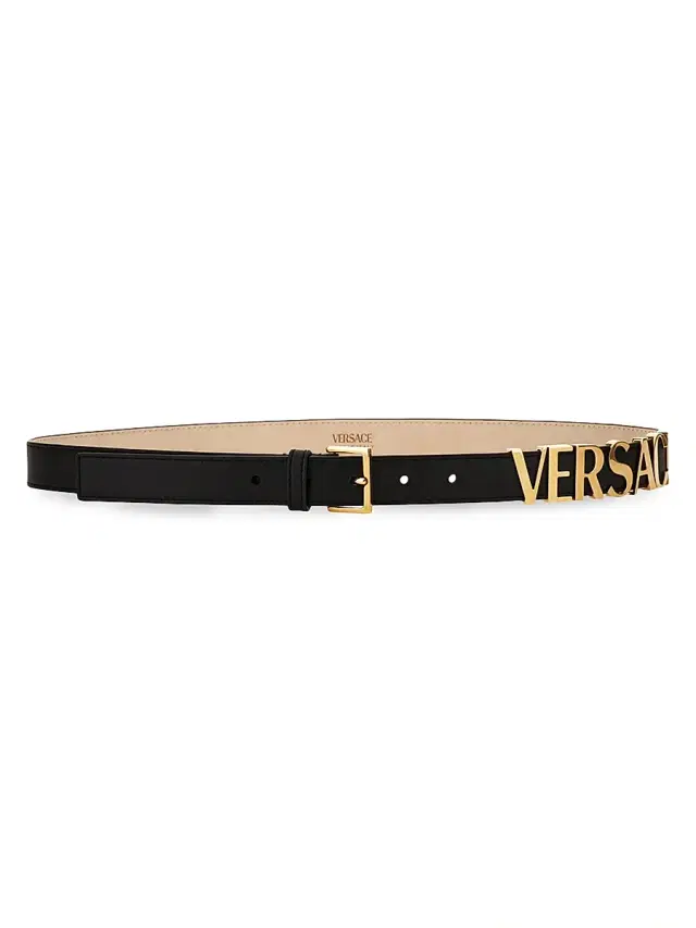 Women's Logo Leather Belt - Black  Gold