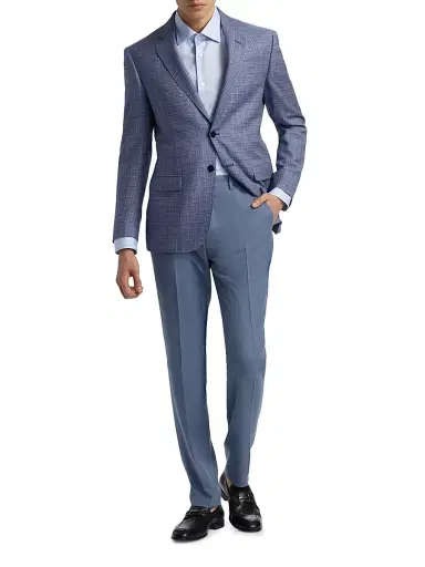 Emporio Armani Men's Crease-Front Trousers - Blue - Size 34 | Thumbnail 2