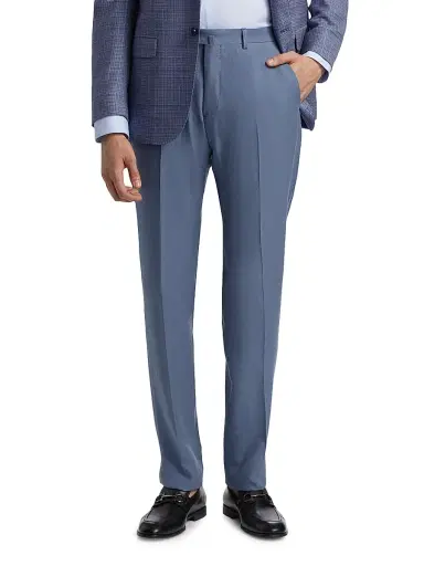 Emporio Armani Men's Crease-Front Trousers - Blue - Size 34 | Thumbnail 3