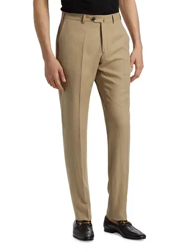 Emporio Armani Men's Crease-Front Trousers - Dark Tan - Size 38 | Thumbnail 4