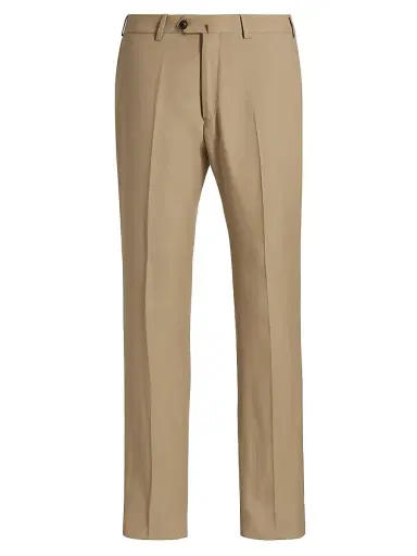 Emporio Armani Men's Crease-Front Trousers - Dark Tan - Size 38 | Thumbnail 1