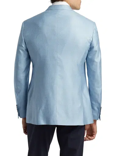 Emporio Armani Men's Bamboo-Silk Blend Jacket - Sky Blue - Size 46 | Thumbnail 5