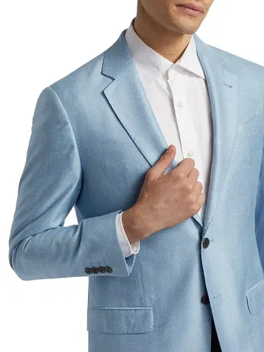 Emporio Armani Men's Bamboo-Silk Blend Jacket - Sky Blue - Size 46 | Thumbnail 6