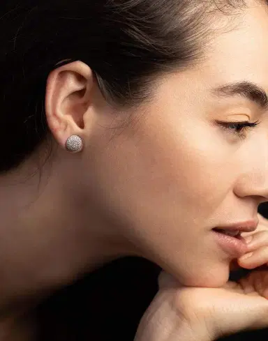 SIDNEY GARBER Medium Pave Diamond Button Earrings | Thumbnail 3