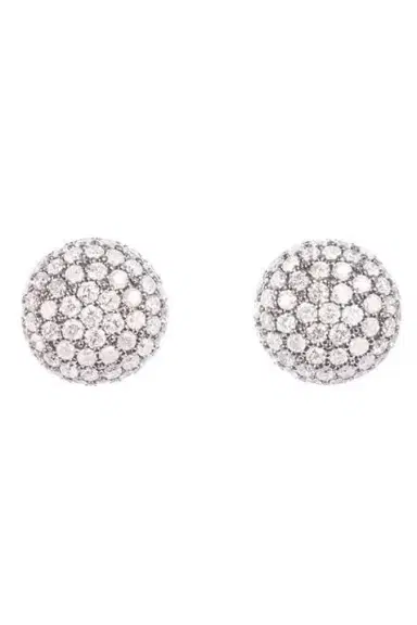 SIDNEY GARBER Medium Pave Diamond Button Earrings | Thumbnail 1