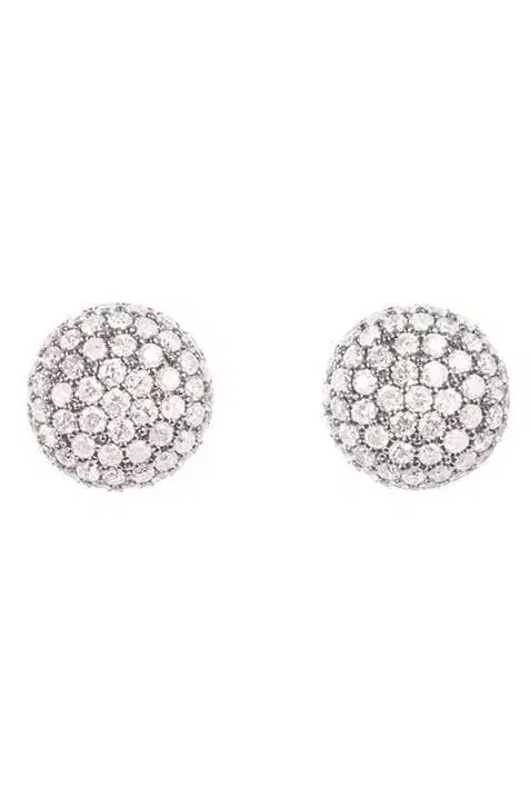 SIDNEY GARBER Medium Pave Diamond Button Earrings