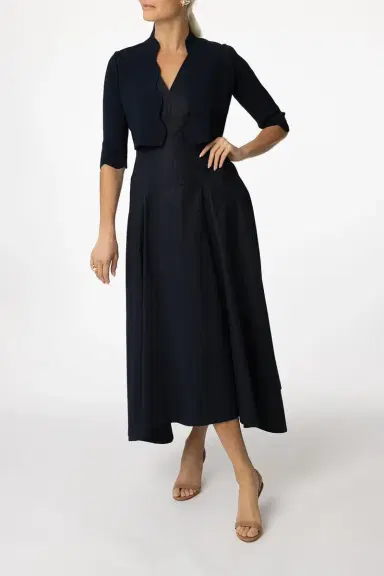 Lela Rose Scallop Knit Bolero - Navy | Thumbnail 2